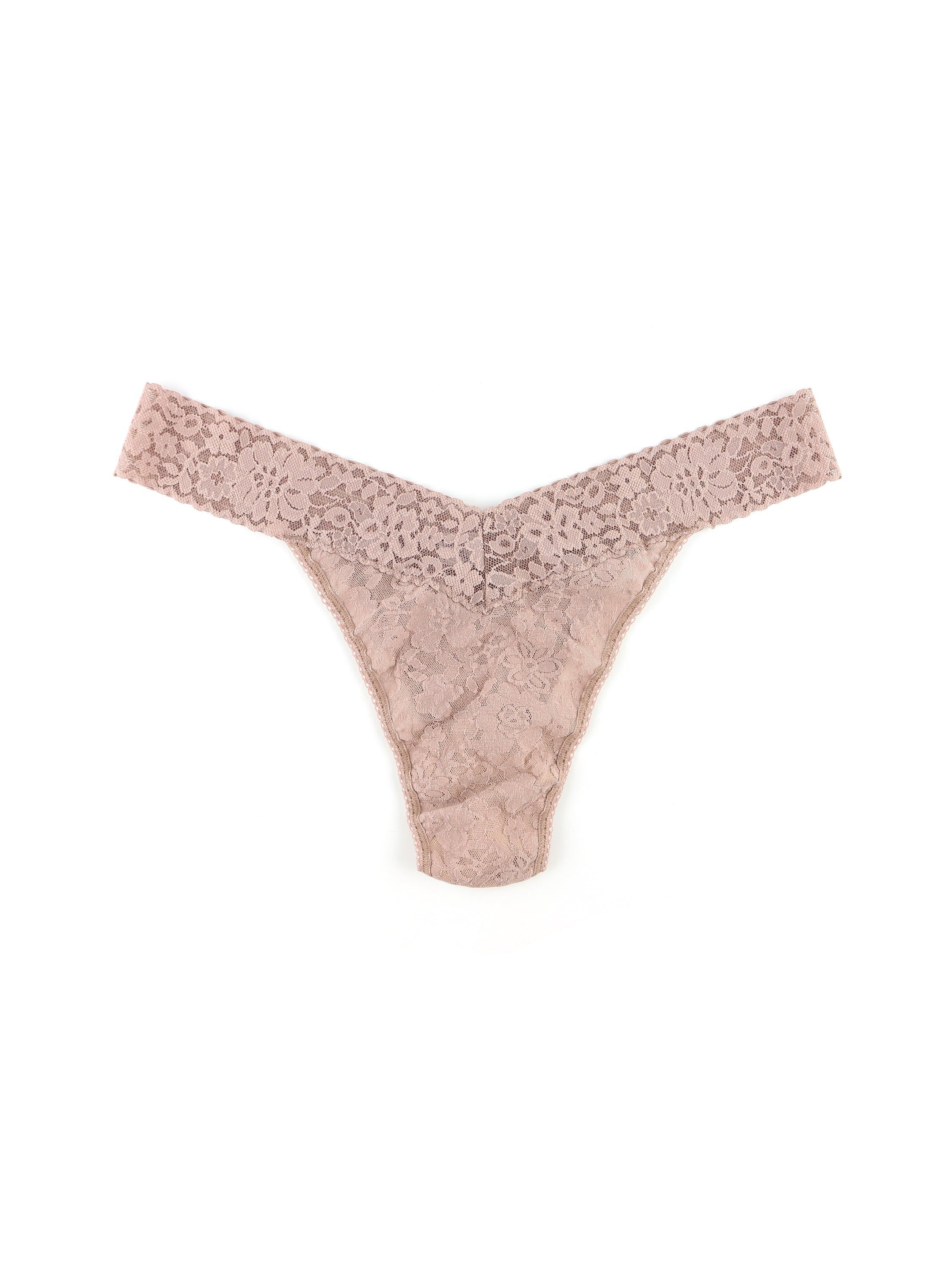 Plus Size Daily Lace™ Original Rise Thong Taupe Sale sold by Hanky Panky