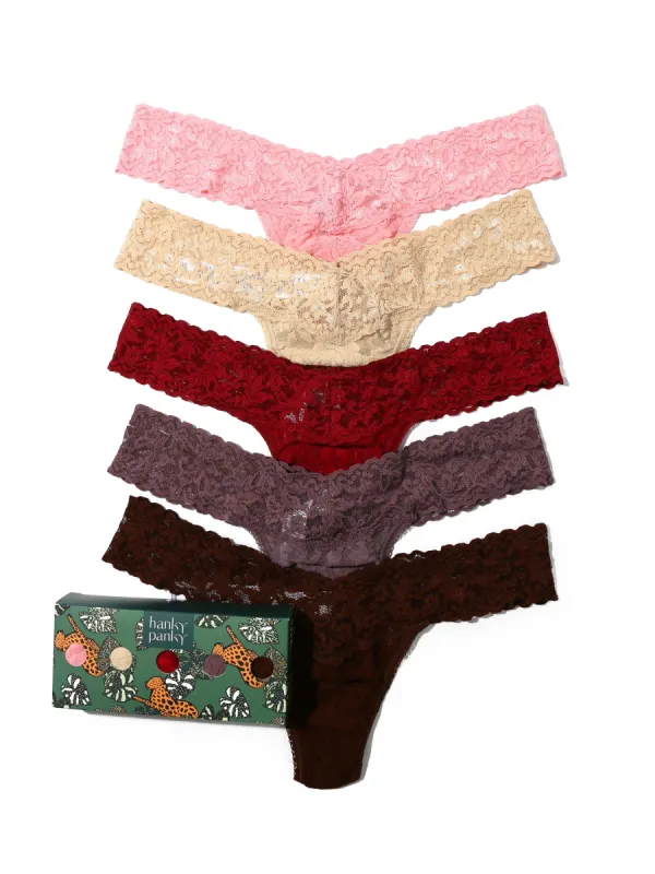5 Pack Petite Size Signature Lace Thongs in Printed Box Sale sold by Hanky Panky