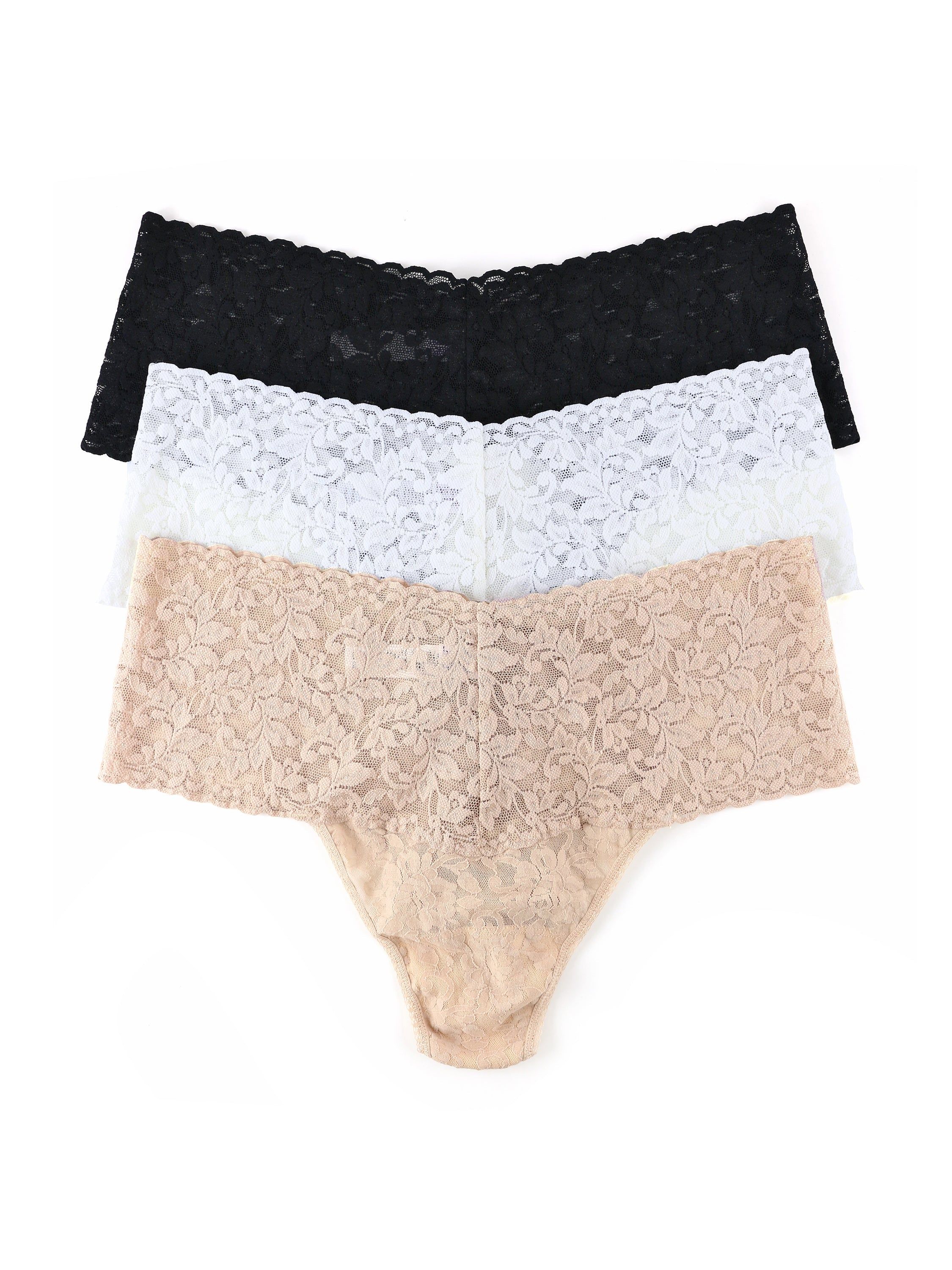3 Pack Plus Size Retro Lace Thong sold by Hanky Panky