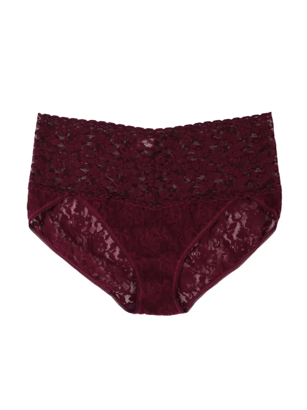 Plus Size Retro Lace V-kini Dried Cherry Red sold by Hanky Panky