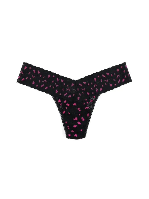 Cross Dyed Leopard Low Rise Thong Black/Tulip Pink Sale sold by Hanky Panky