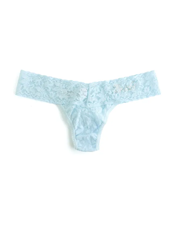 Bride Crystal Signature Lace Low Rise Thong Celeste Blue sold by Hanky Panky