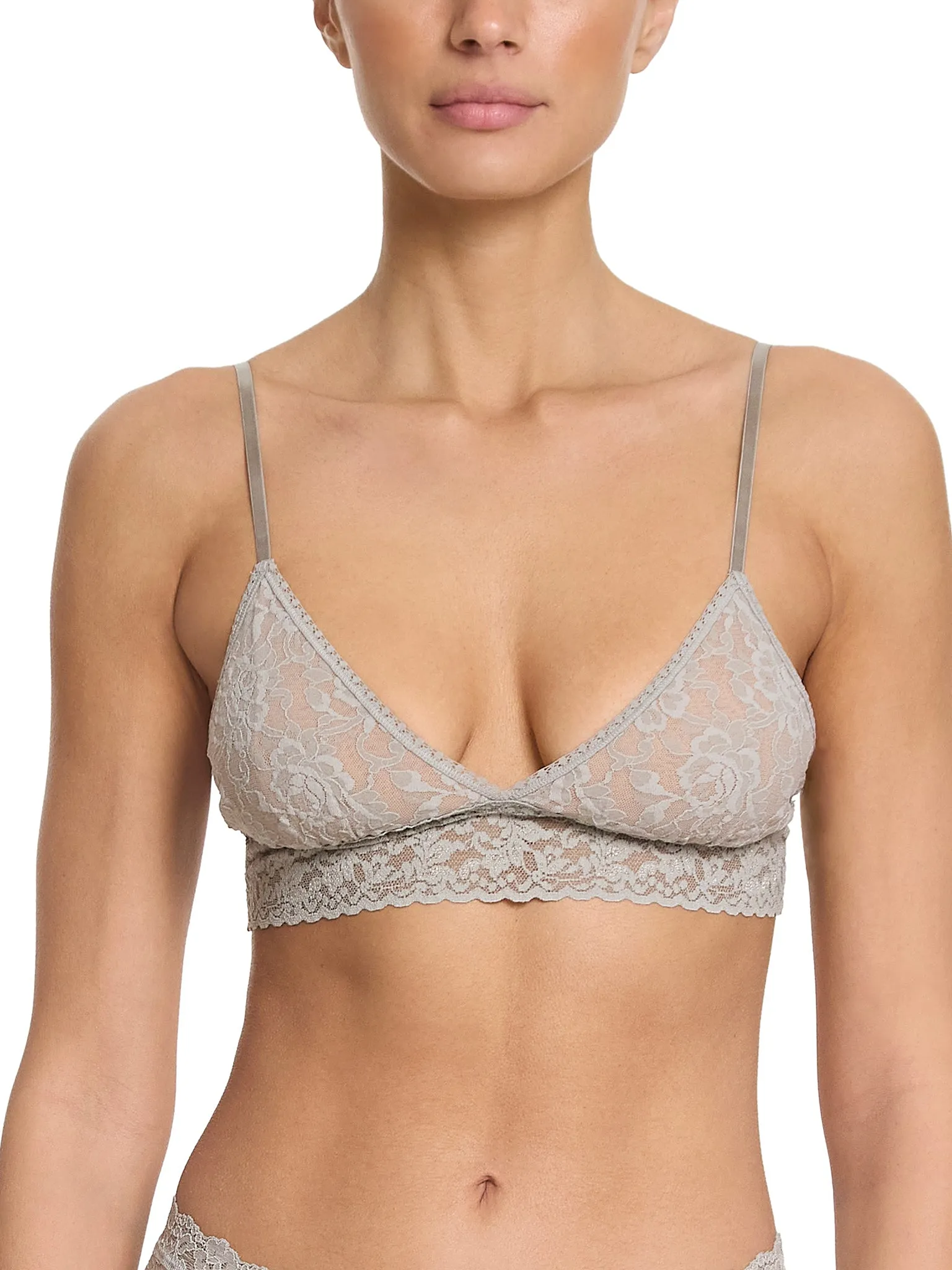 Signature Lace Padded Triangle Bralette Sleep In Grey Sale sold by Hanky Panky