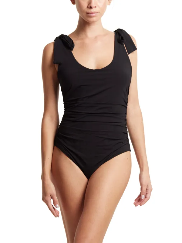 Ruched Bow One Piece Swimsuit Black sold by Hanky Panky