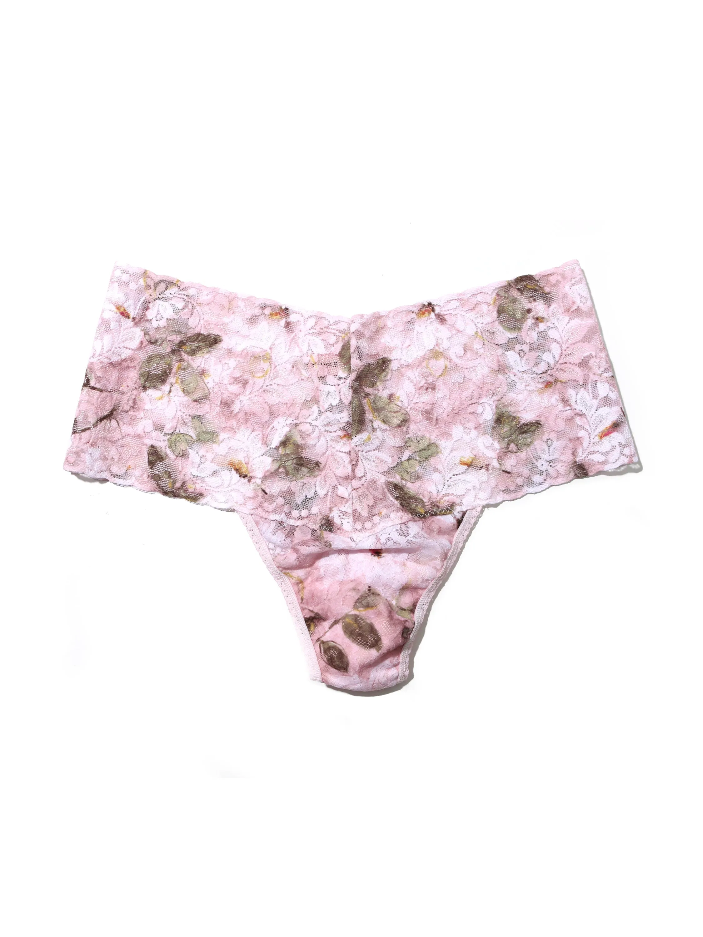Printed Retro Lace Thong Antique Lily Sale sold by Hanky Panky