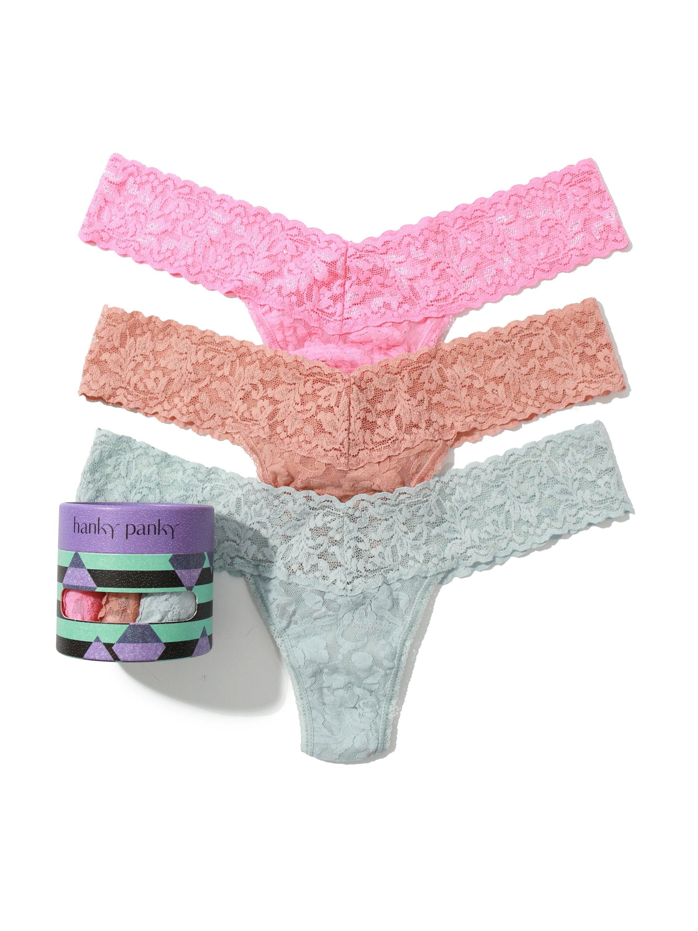 Holiday 3 Pack Signature Lace Low Rise Thongs Sale sold by Hanky Panky