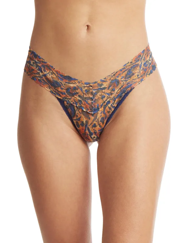 Printed Signature Lace Low Rise Thong Wild About Blue Sale sold by Hanky Panky
