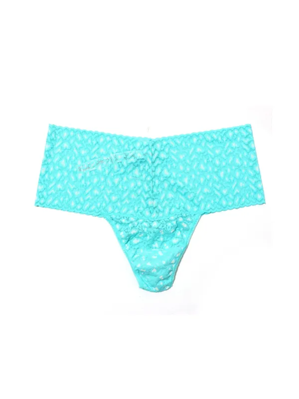 Cross Dye Leopard Plus Retro Thong Radiant Turquoise/ White sold by Hanky Panky
