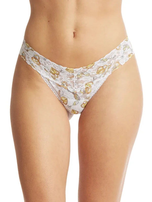 Printed Signature Lace Low Rise Thong Forever Gold Sale sold by Hanky Panky