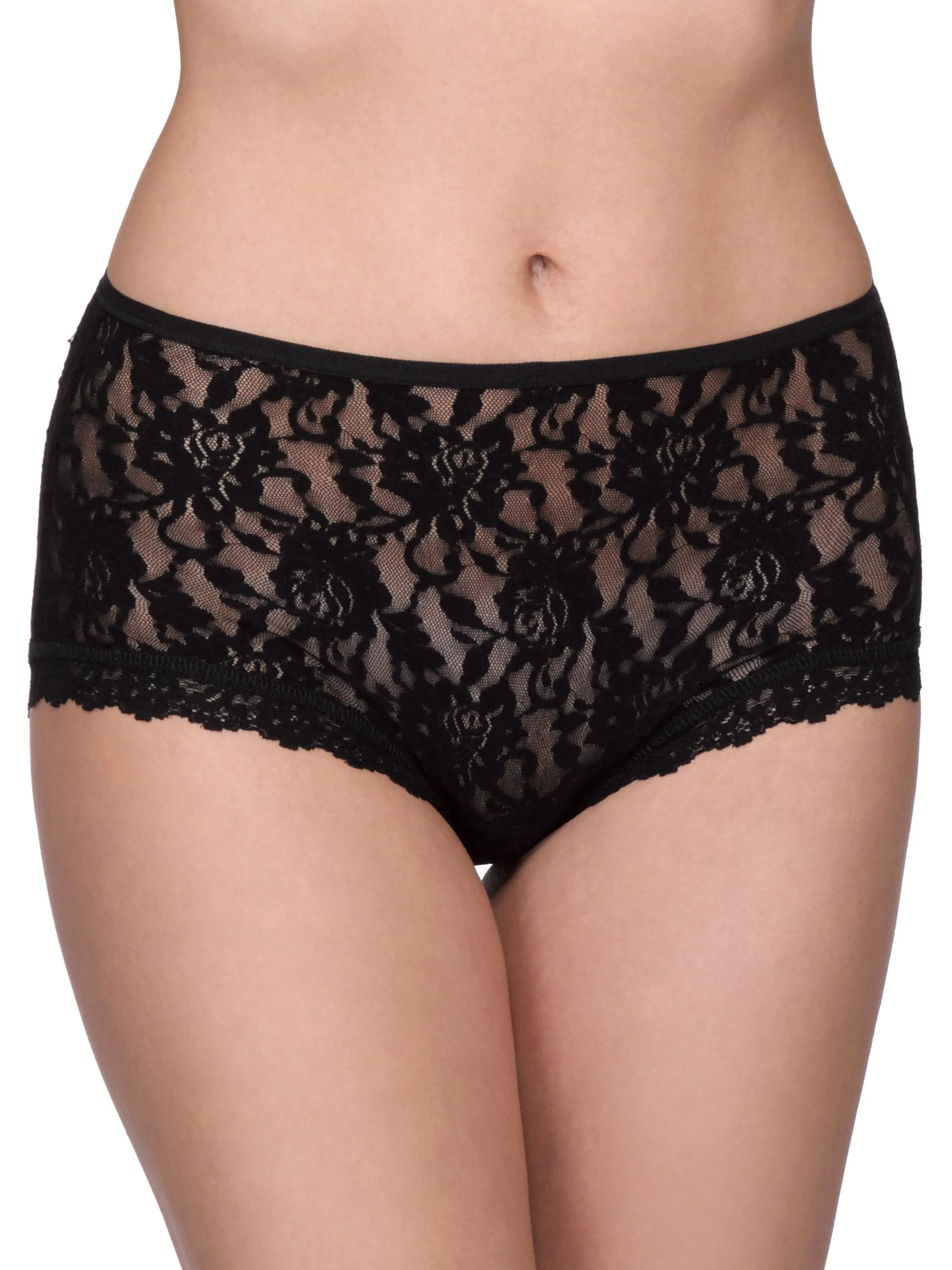 Plus Size Signature Lace High Waist Brief Black sold by Hanky Panky