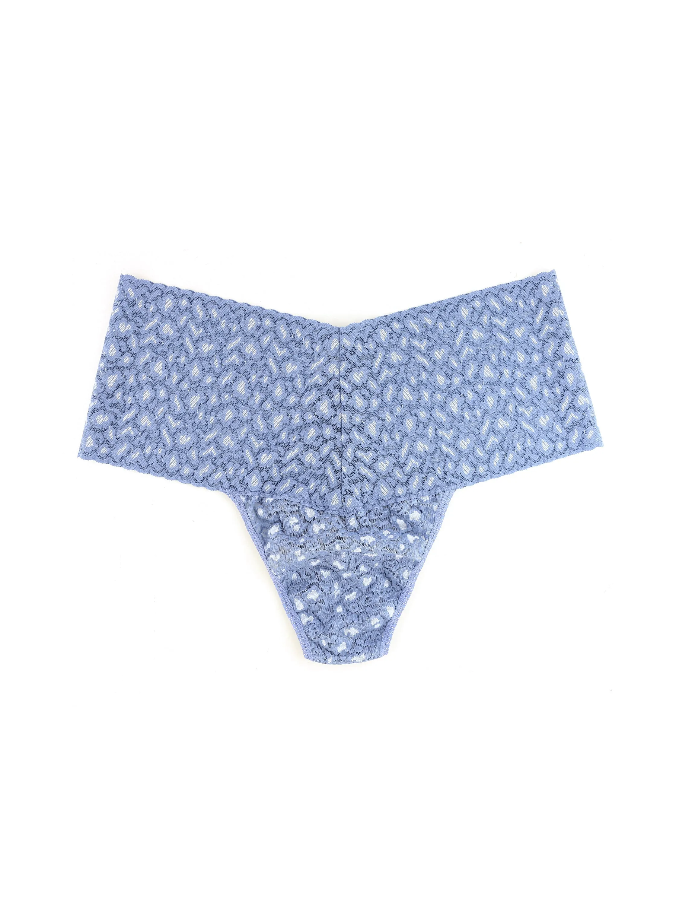 Cross-Dye Leopard Plus Retro Thong Stonewash Blue sold by Hanky Panky