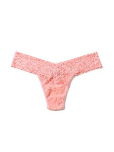 Signature Lace Low Rise Thong Snapdragon Peach sold by Hanky Panky