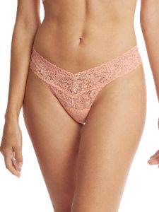 Signature Lace Low Rise Thong Snapdragon Peach sold by Hanky Panky