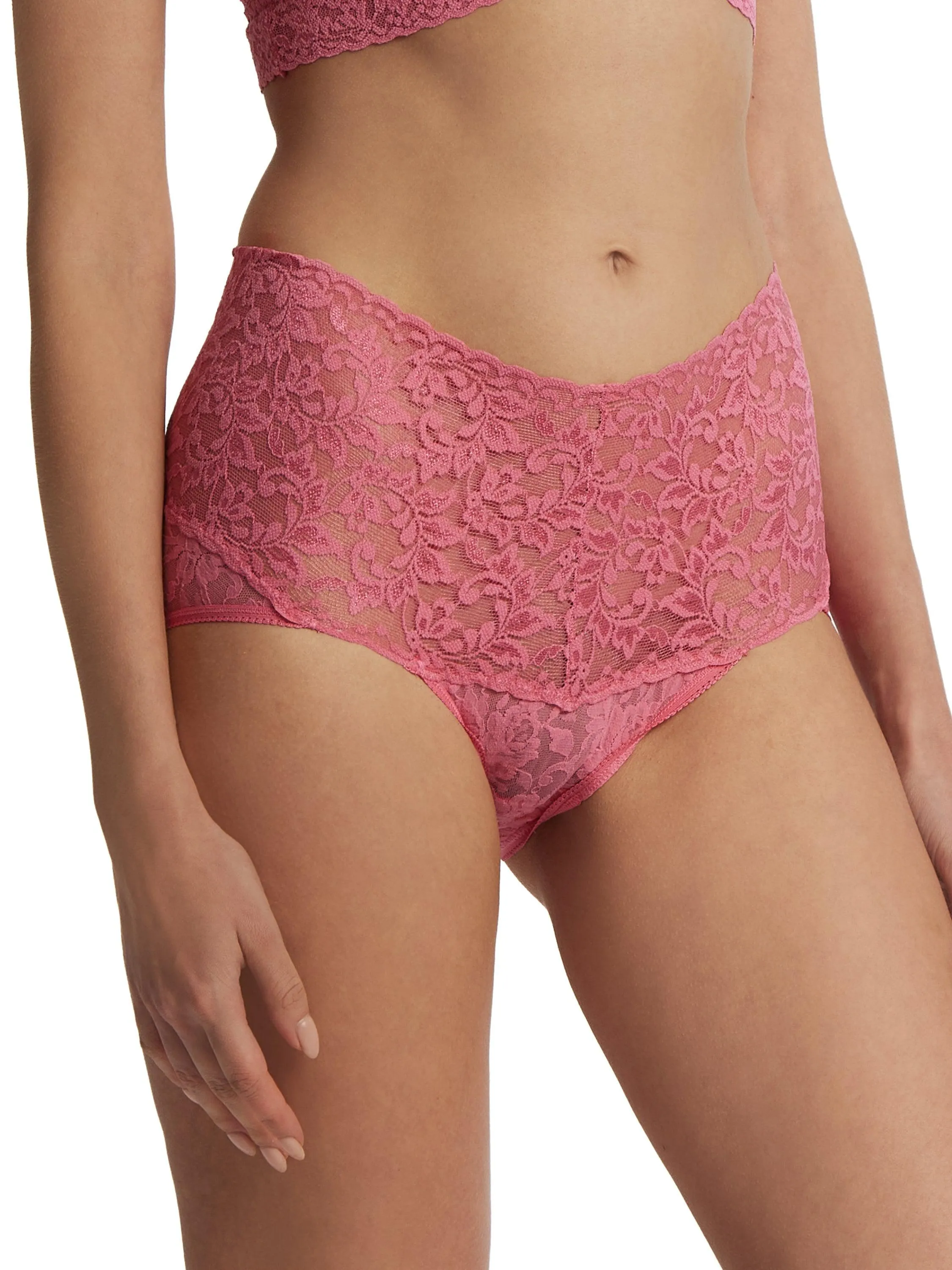 Retro Lace V-Kini Guava Pink sold by Hanky Panky