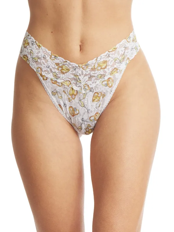 Printed Signature Lace Original Rise Thong Forever Gold Sale sold by Hanky Panky