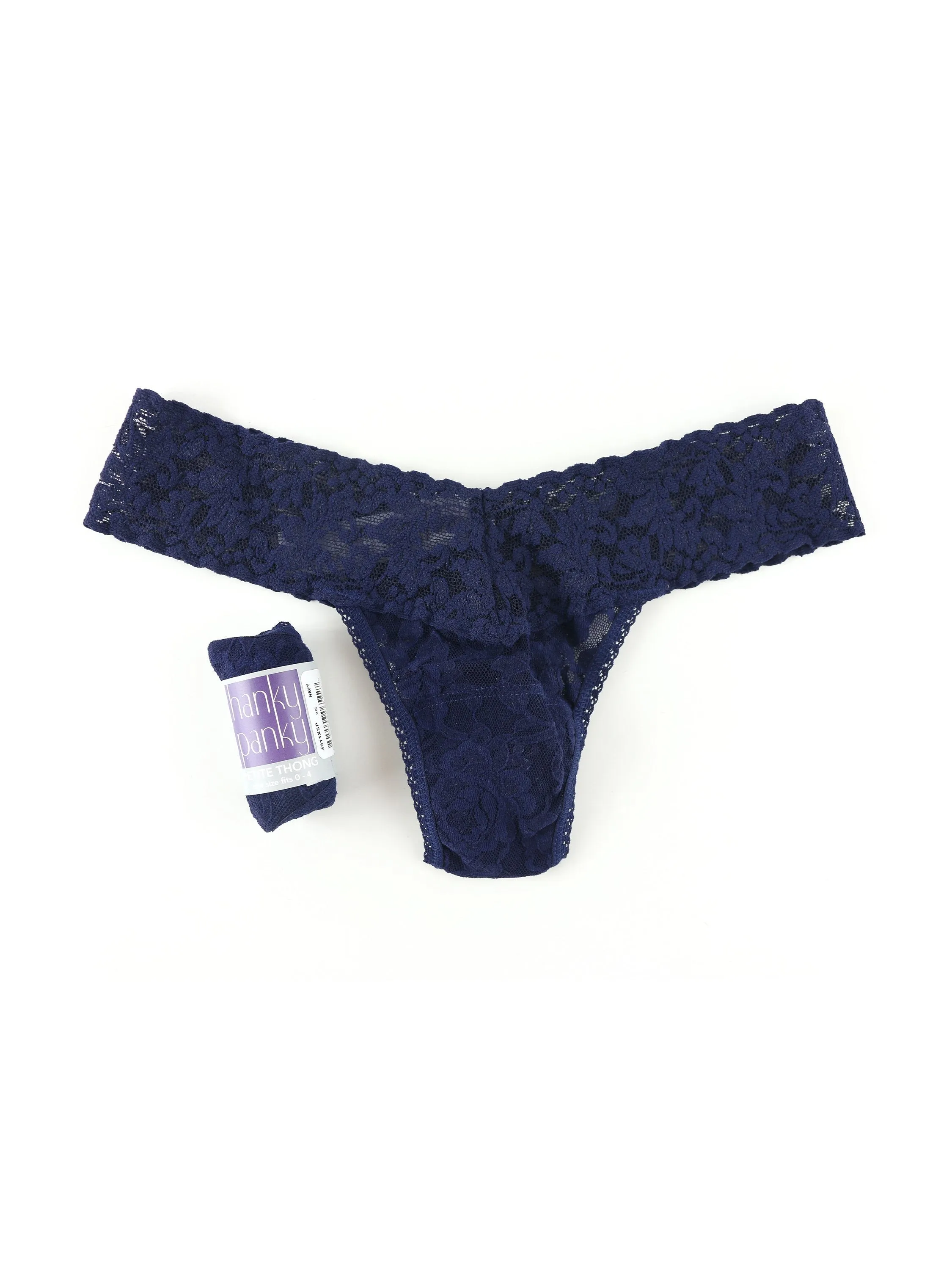 Petite Size Signature Lace® Low Rise Thong Navy sold by Hanky Panky product image thumbnail 4