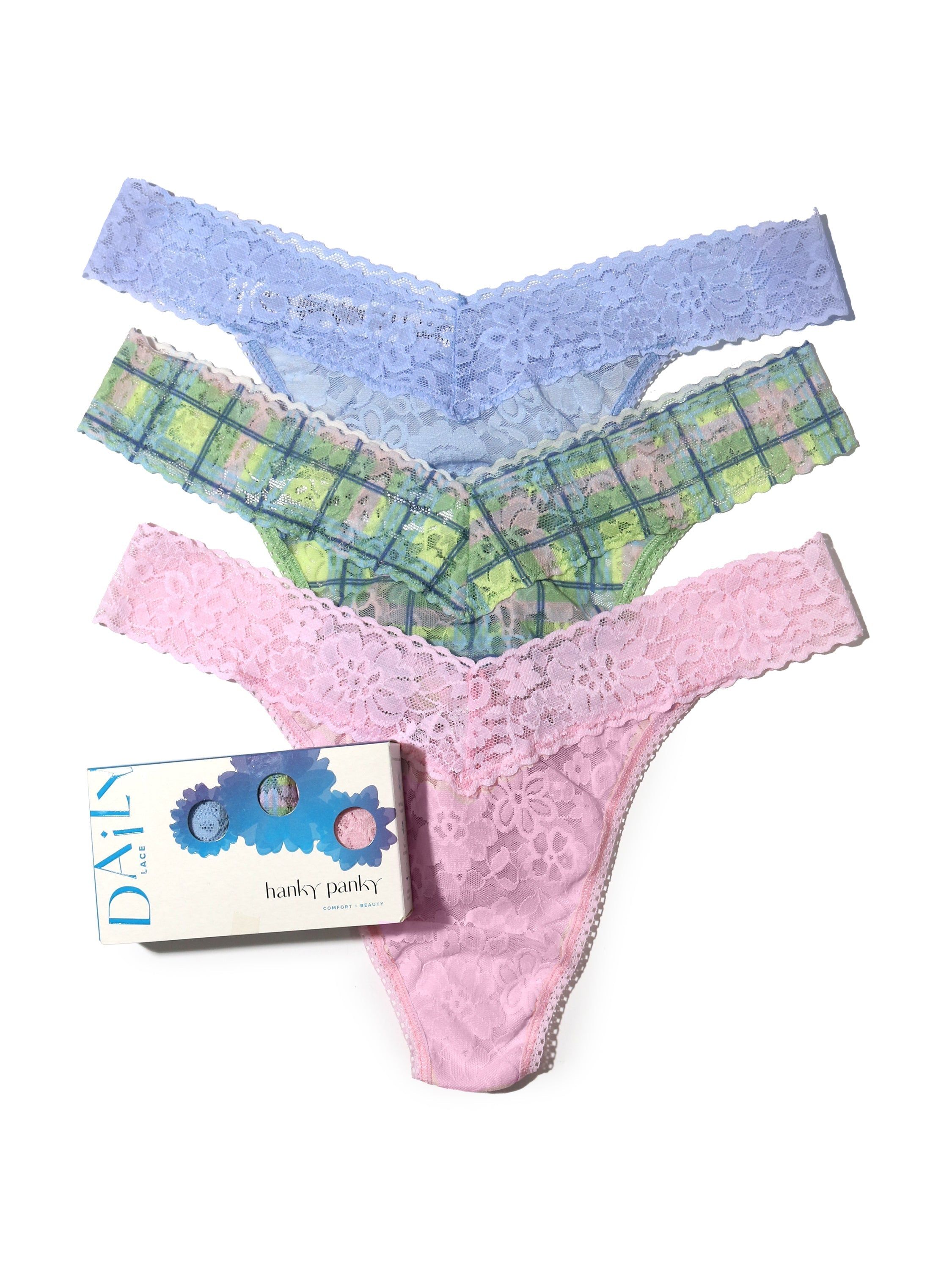3 Pack Printed Daily Lace™ Low Rise Thong Exclusive Sale sold by Hanky Panky