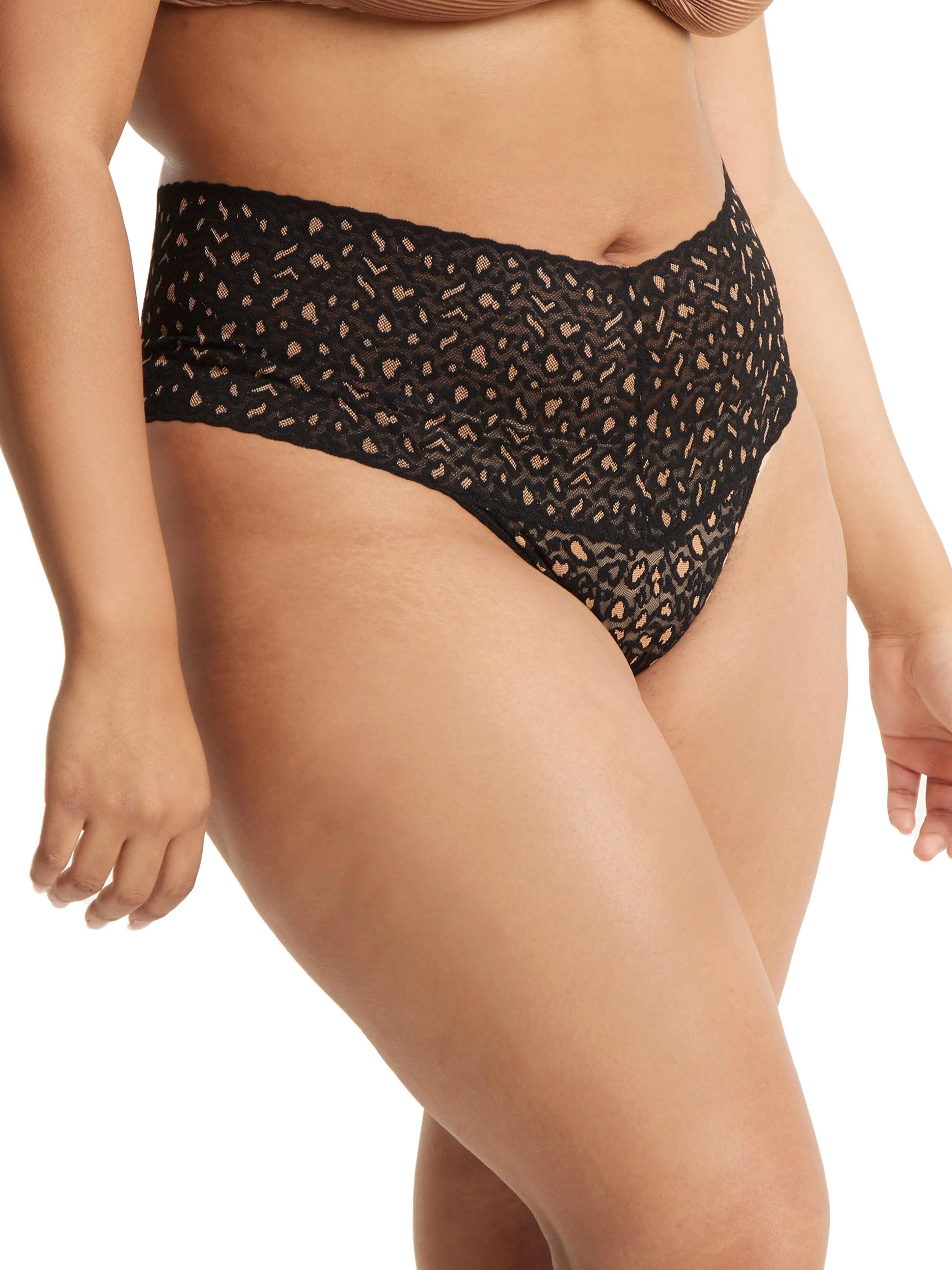 Cross-Dye Leopard Plus Retro Thong Black sold by Hanky Panky product image thumbnail 2