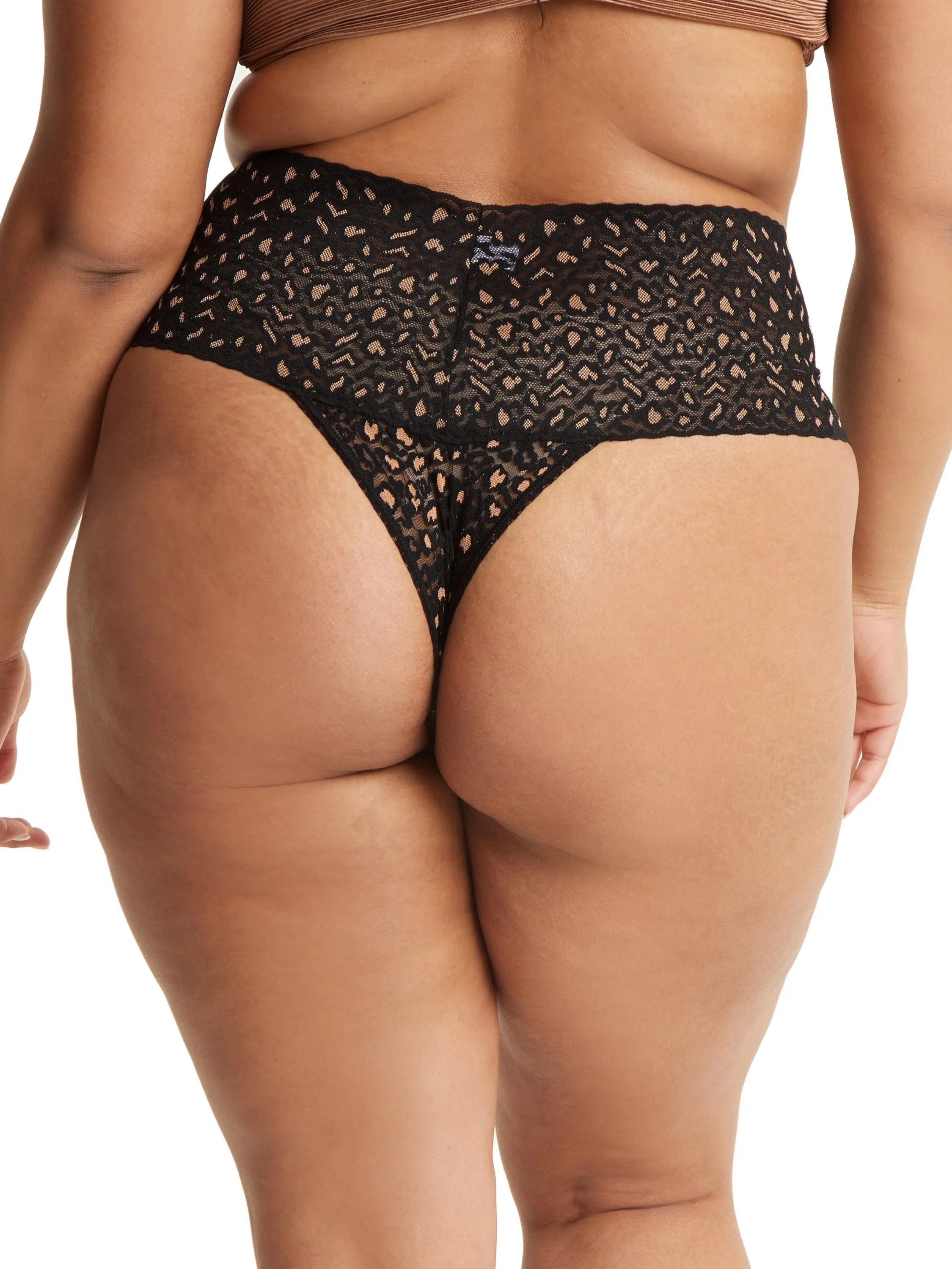 Cross-Dye Leopard Plus Retro Thong Black sold by Hanky Panky product image thumbnail 3