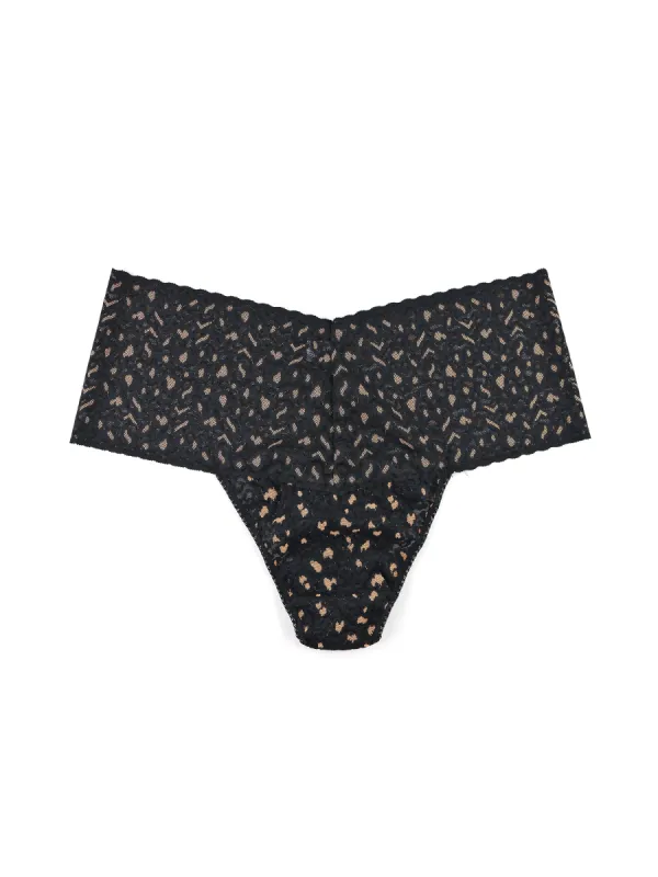 Cross-Dye Leopard Plus Retro Thong Black sold by Hanky Panky