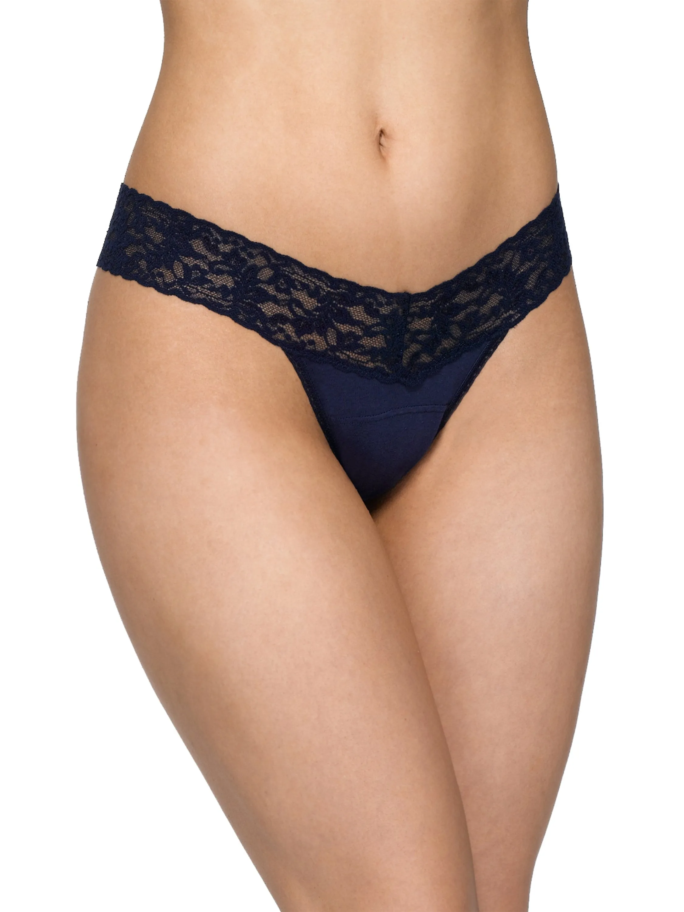 Supima® Cotton Low Rise Thong Navy sold by Hanky Panky