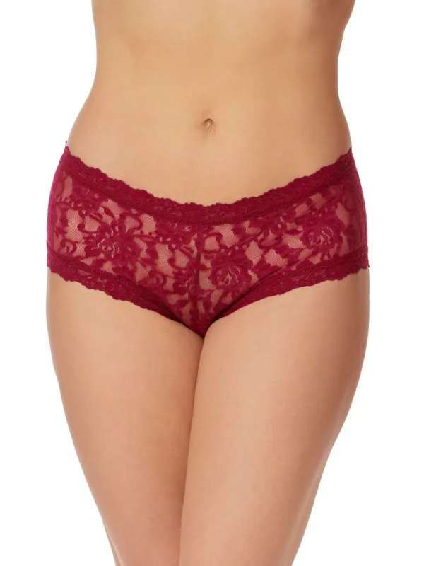 Signature Lace Boyshort Dark Pomegranate Red sold by Hanky Panky