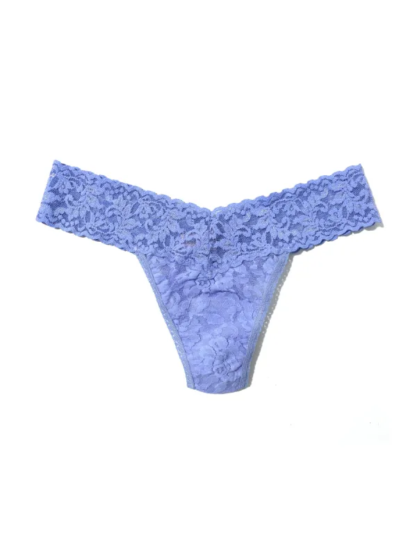 Petite Size Signature Lace Low Rise Thong Cool Water Blue sold by Hanky Panky