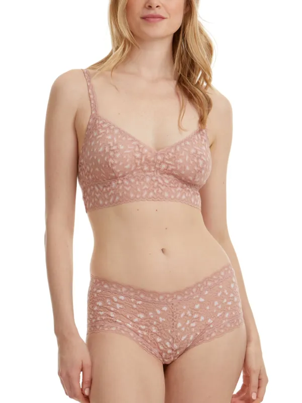 Cross Dyed Leopard V-Neck Retro Bralette Desert Rose Pink sold by Hanky Panky