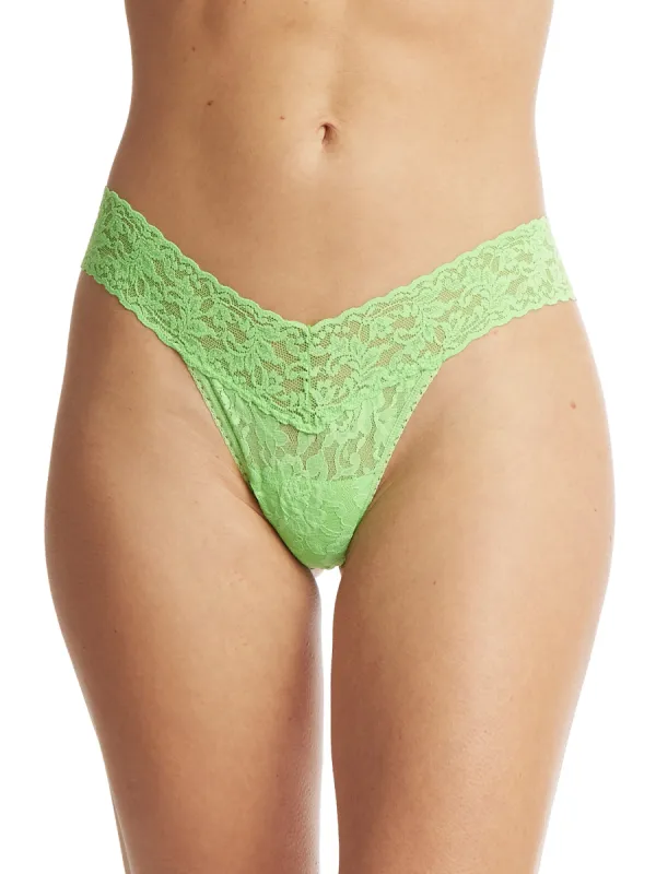 Signature Lace Low Rise Thong Kiwi Punch Green sold by Hanky Panky