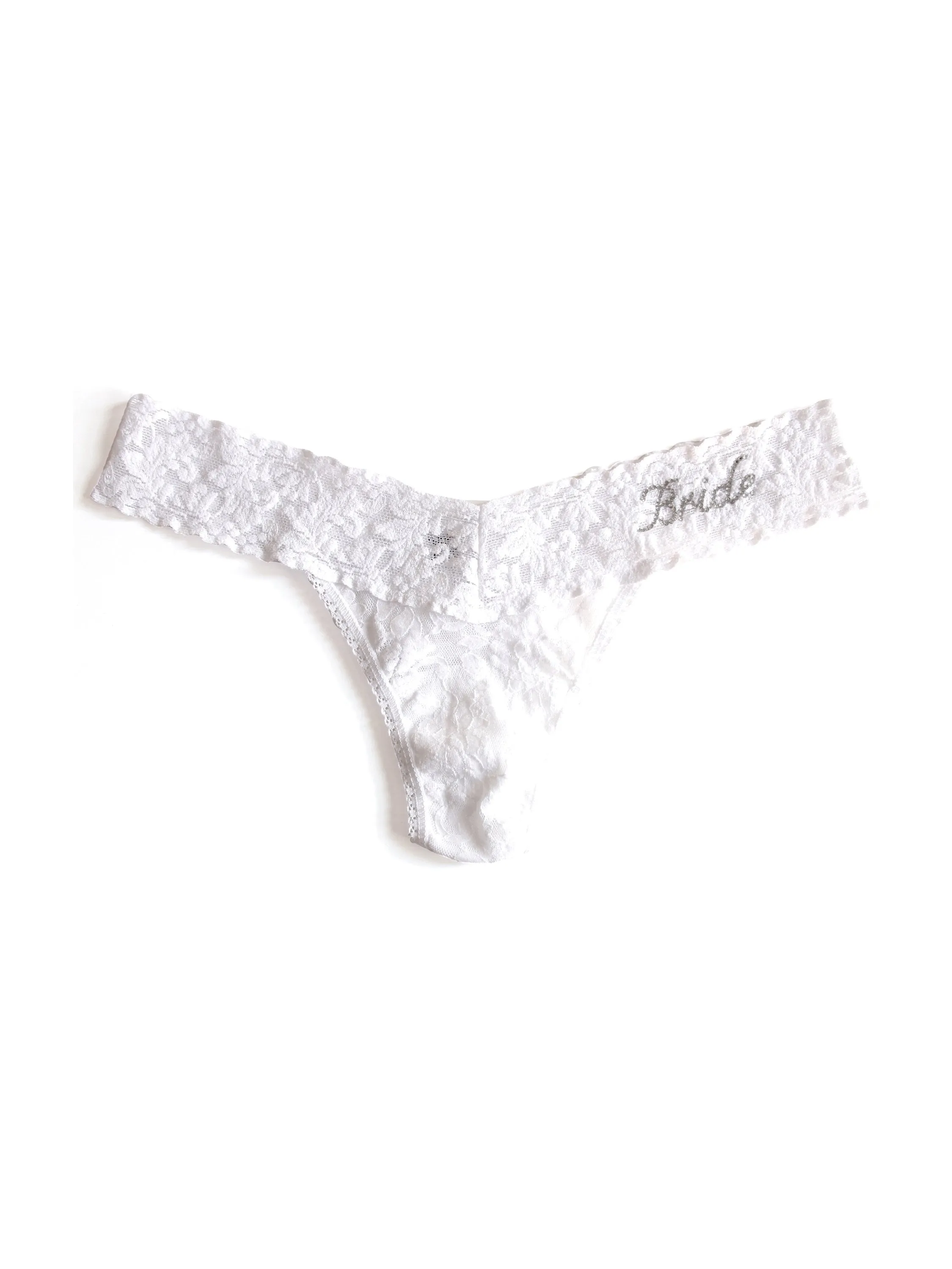Bride Crystal Signature Lace Low Rise Thong White sold by Hanky Panky