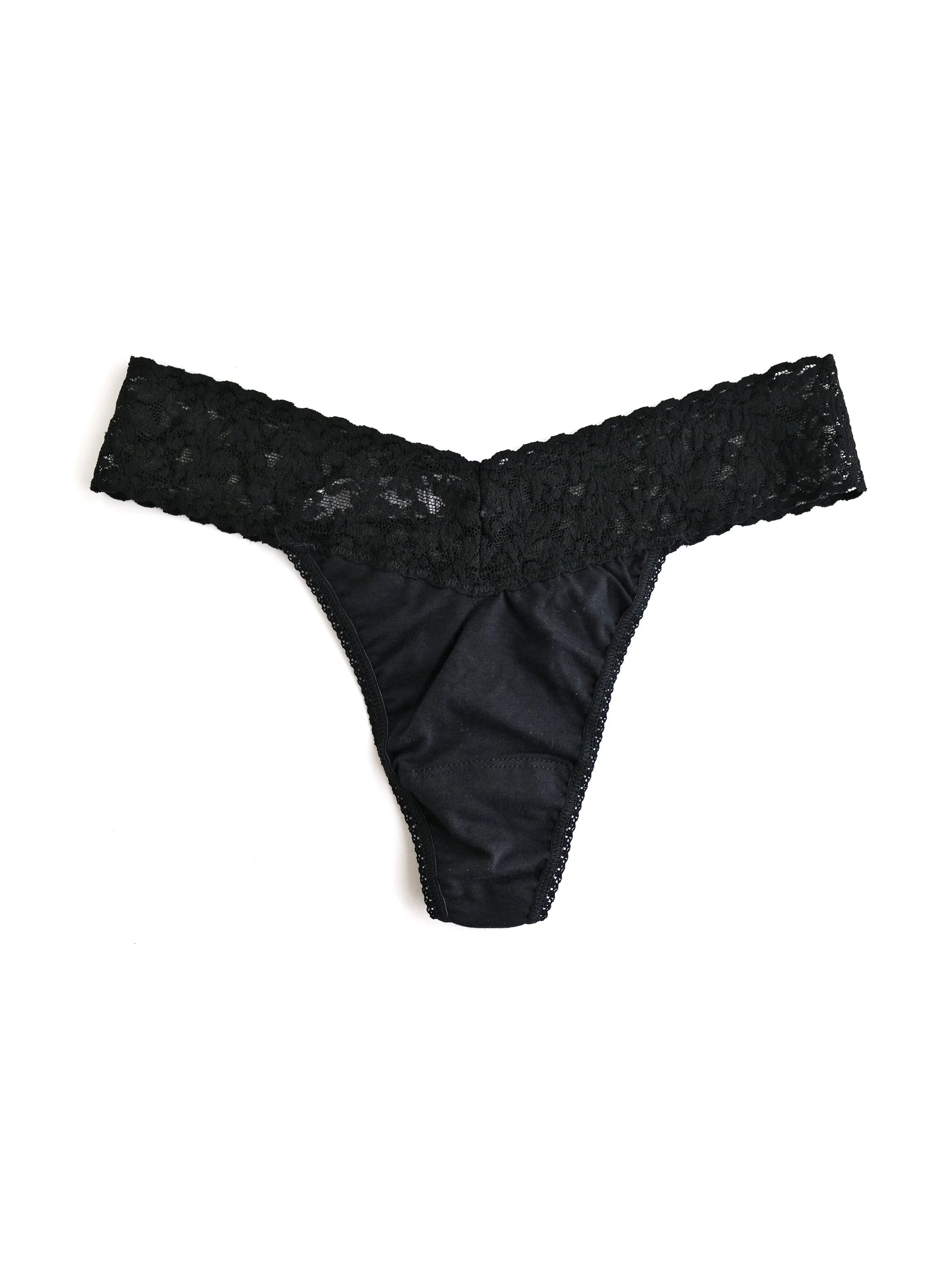 Supima® Cotton Original Rise Thong Black sold by Hanky Panky