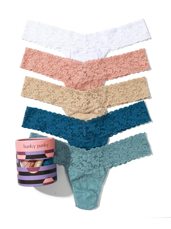 Holiday 5 Pack Signature Lace Low Rise Thongs Sale sold by Hanky Panky