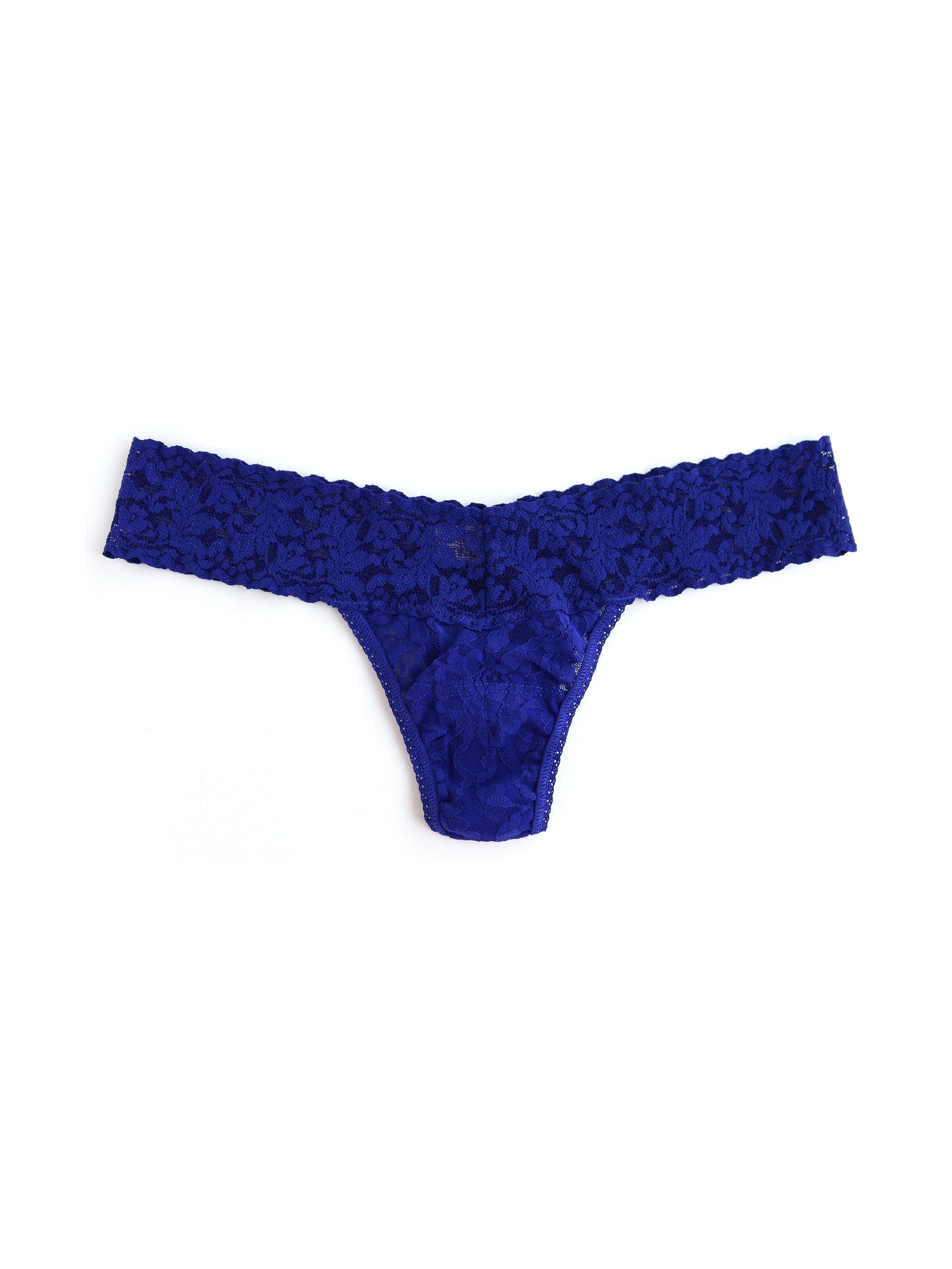 Signature Lace Low Rise Thong Midnight Blue sold by Hanky Panky