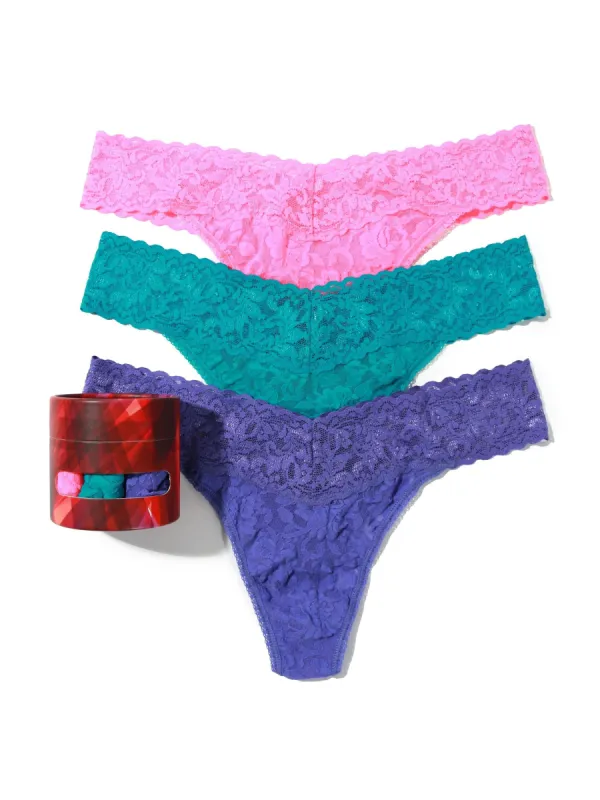 Holiday 3 Pack Signature Lace Original Rise Thongs Sale sold by Hanky Panky