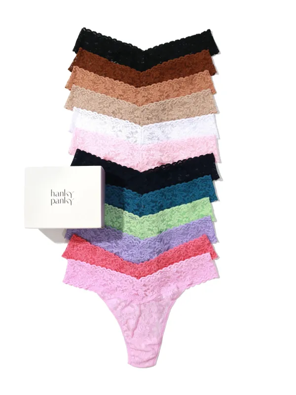 Holiday 12 Pack Signature Lace Original Rise Thongs sold by Hanky Panky