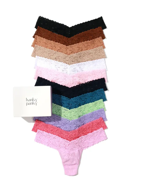 Holiday 12 Pack Signature Lace Low Rise Thongs sold by Hanky Panky