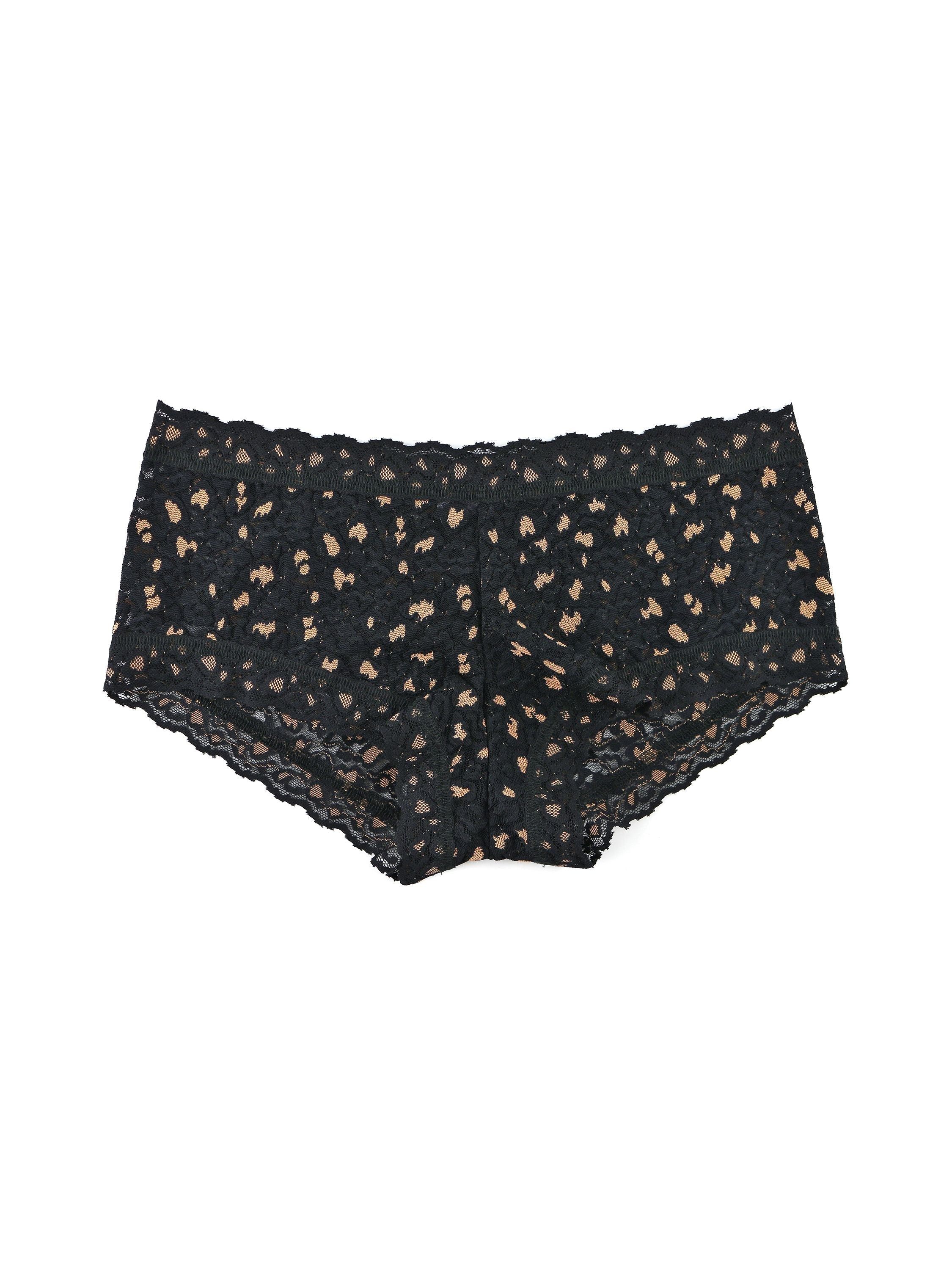 Cross-Dyed Leopard Boyshort Black sold by Hanky Panky