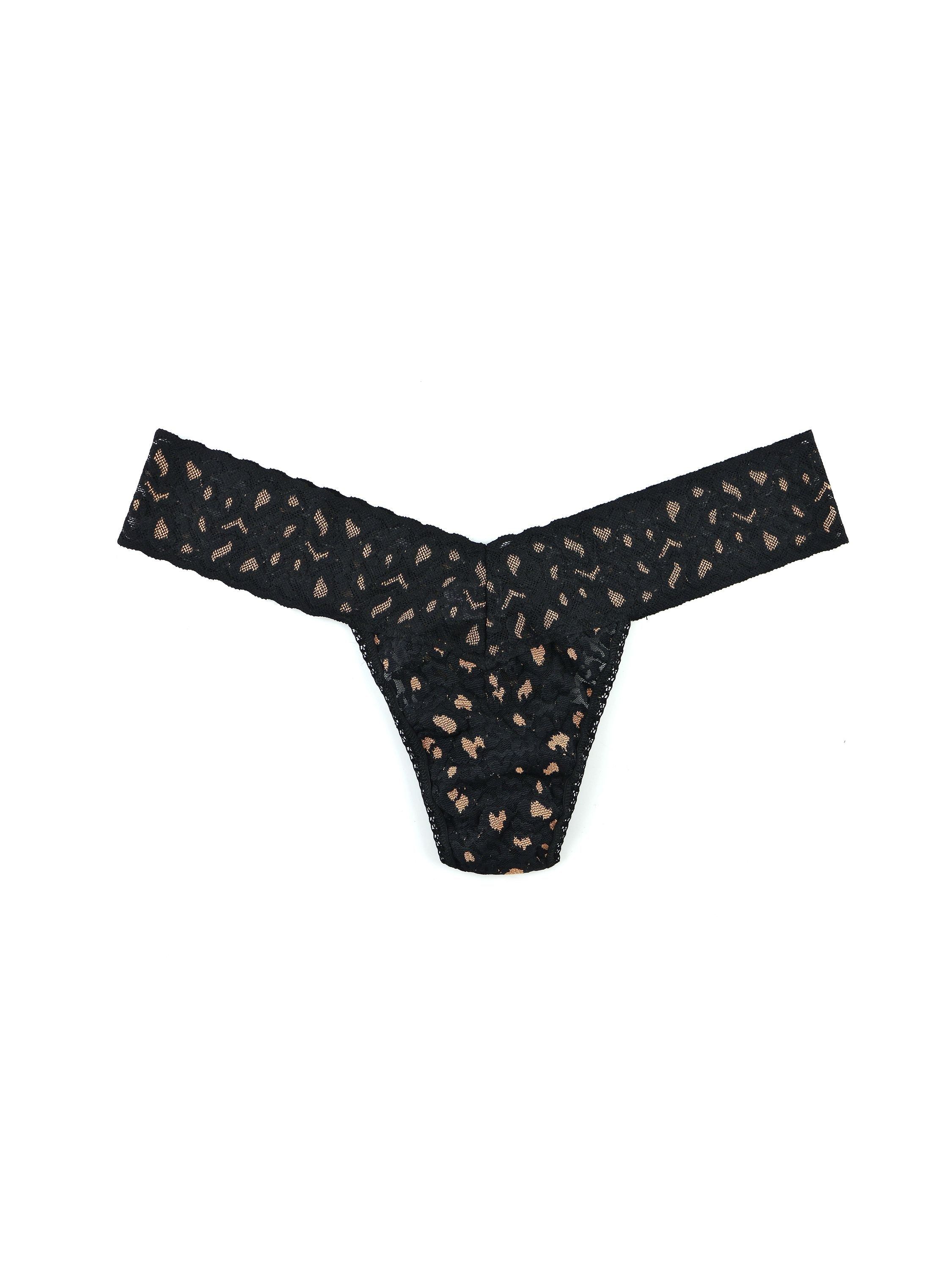 Cross-Dyed Leopard Low Rise Thong Black sold by Hanky Panky