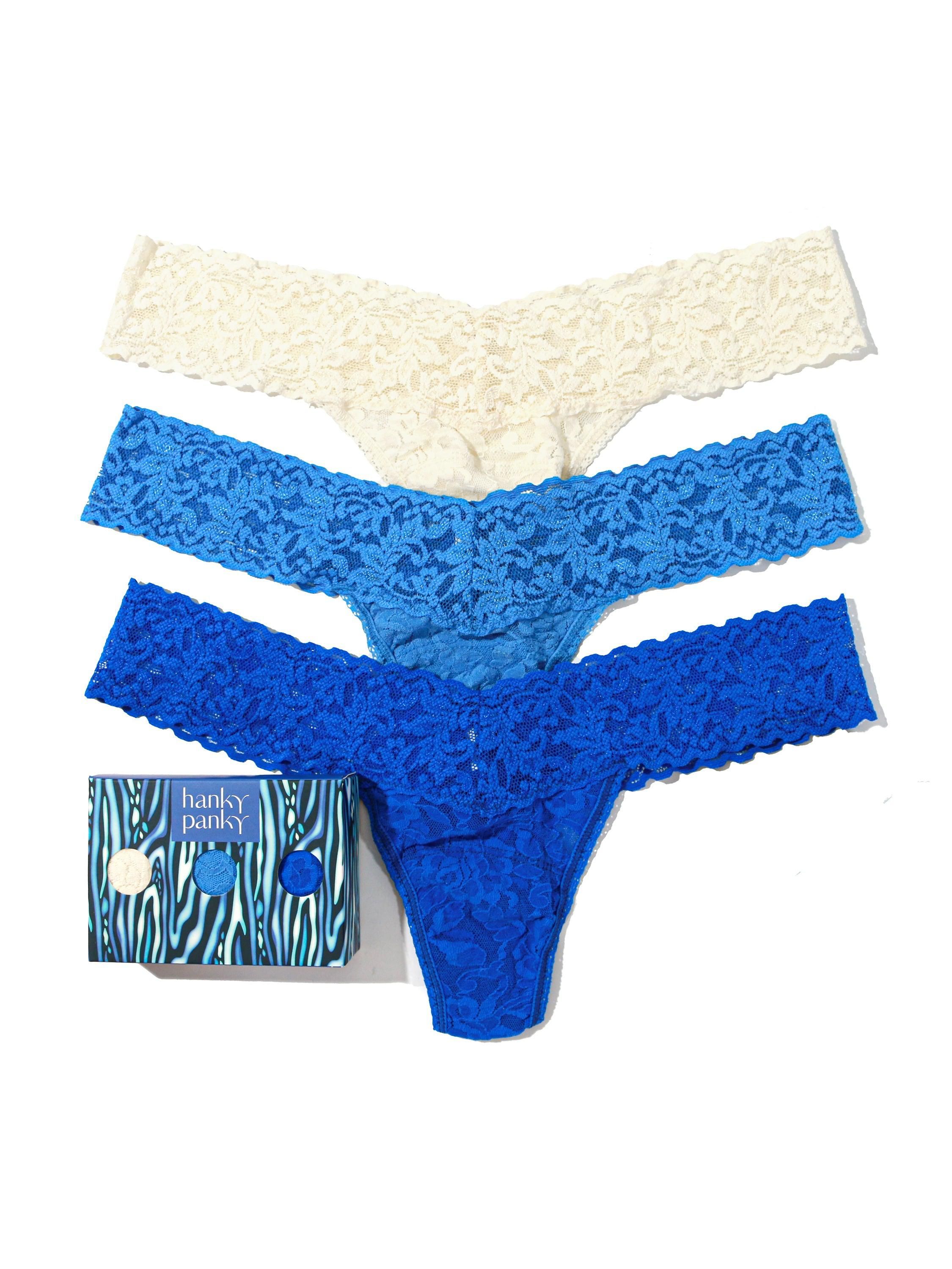 3 Pack Signature Lace Low Rise Thongs in Printed Box Sale sold by Hanky Panky