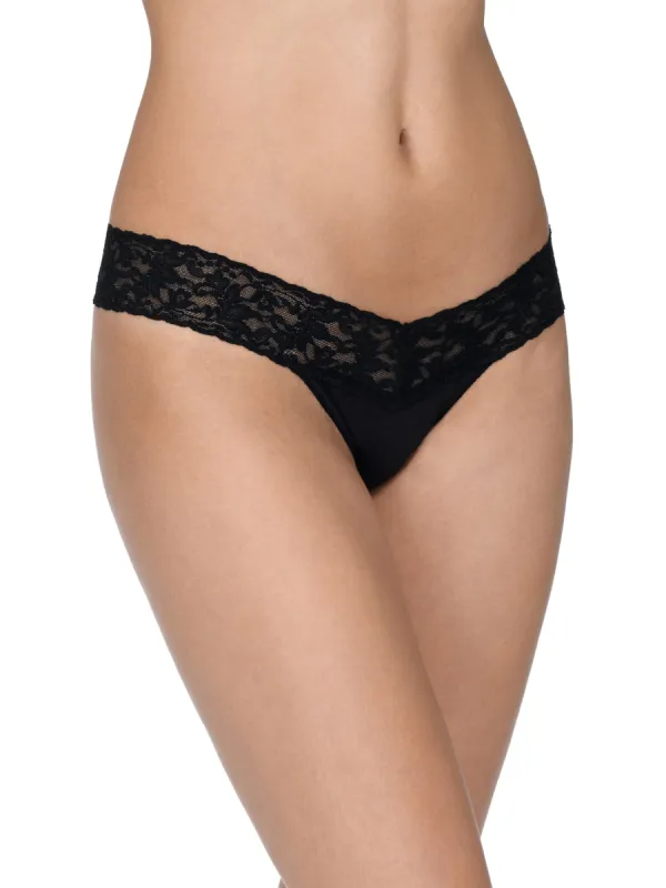 Supima® Cotton Low Rise Thong Black sold by Hanky Panky