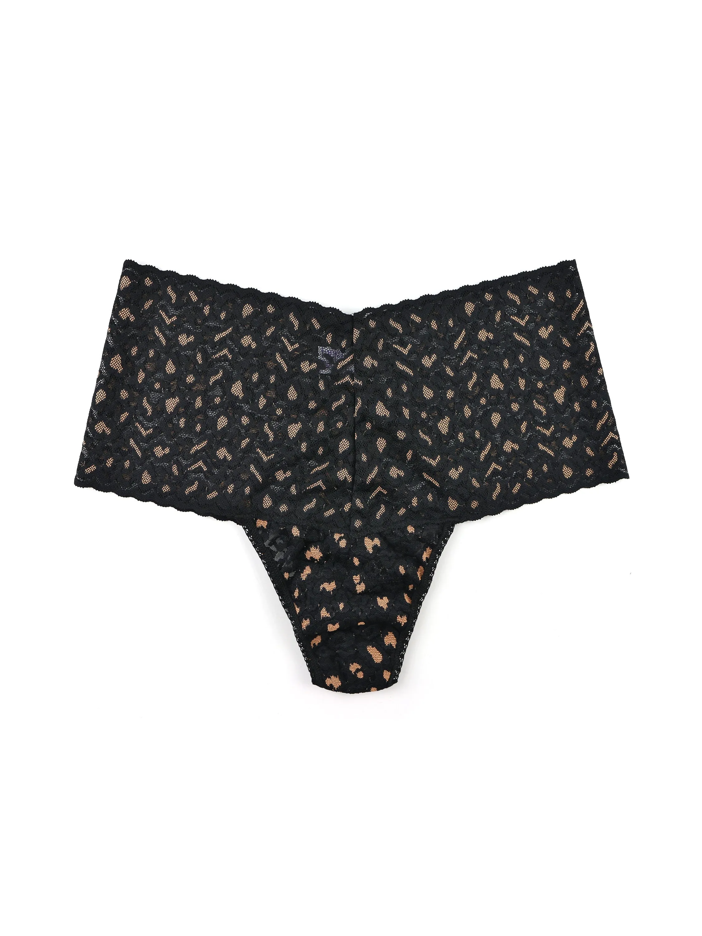 Cross-Dyed Leopard Retro Thong Black sold by Hanky Panky