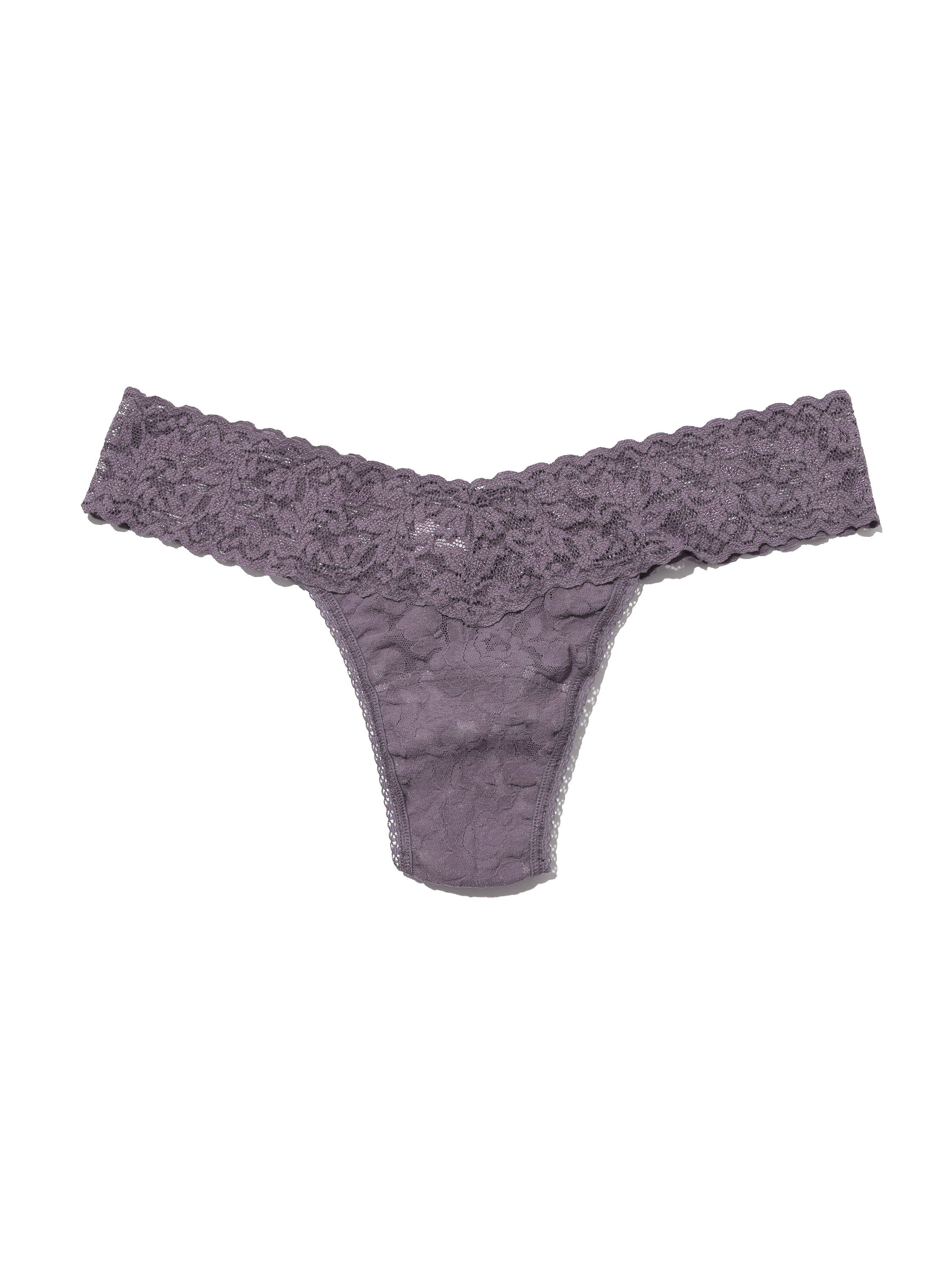 Signature Lace Low Rise Thong Dusk Purple sold by Hanky Panky