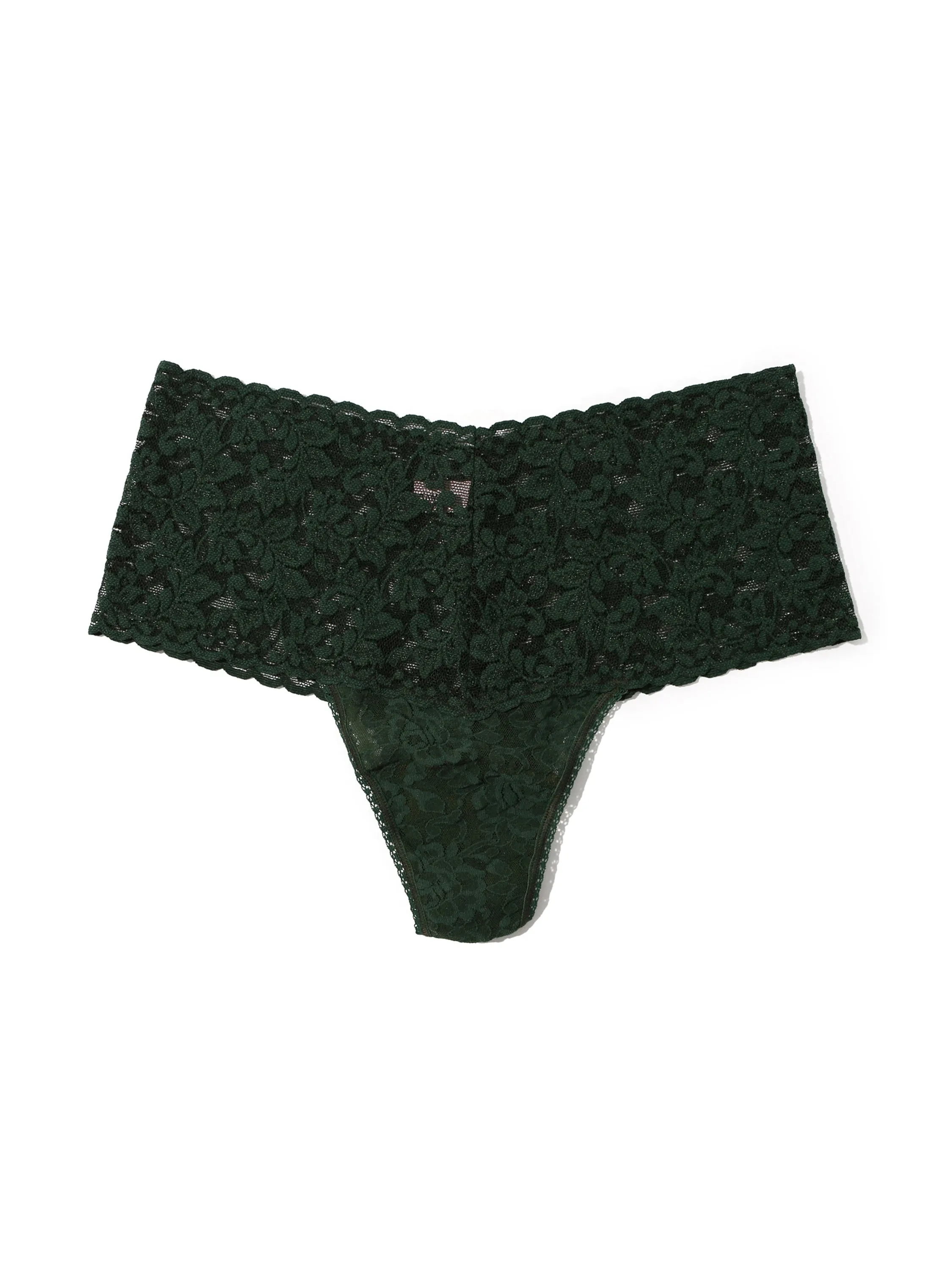 Retro Lace Thong Vines Green sold by Hanky Panky