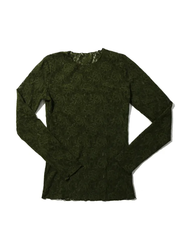 Signature Lace Long Sleeve Top Woodland Green Sale sold by Hanky Panky