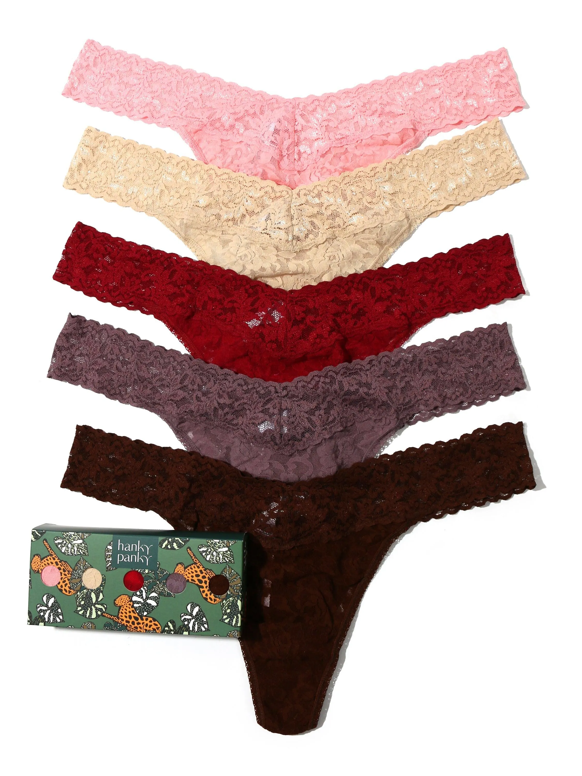 5 Pack Plus Size Signature Lace Thongs in Printed Box Sale sold by Hanky Panky