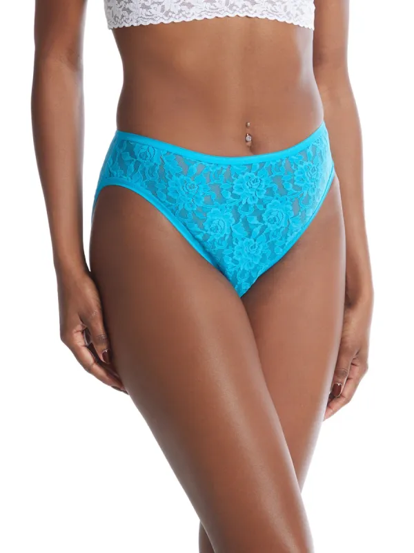 Signature Lace High Cut Brief Kingfisher Blue sold by Hanky Panky