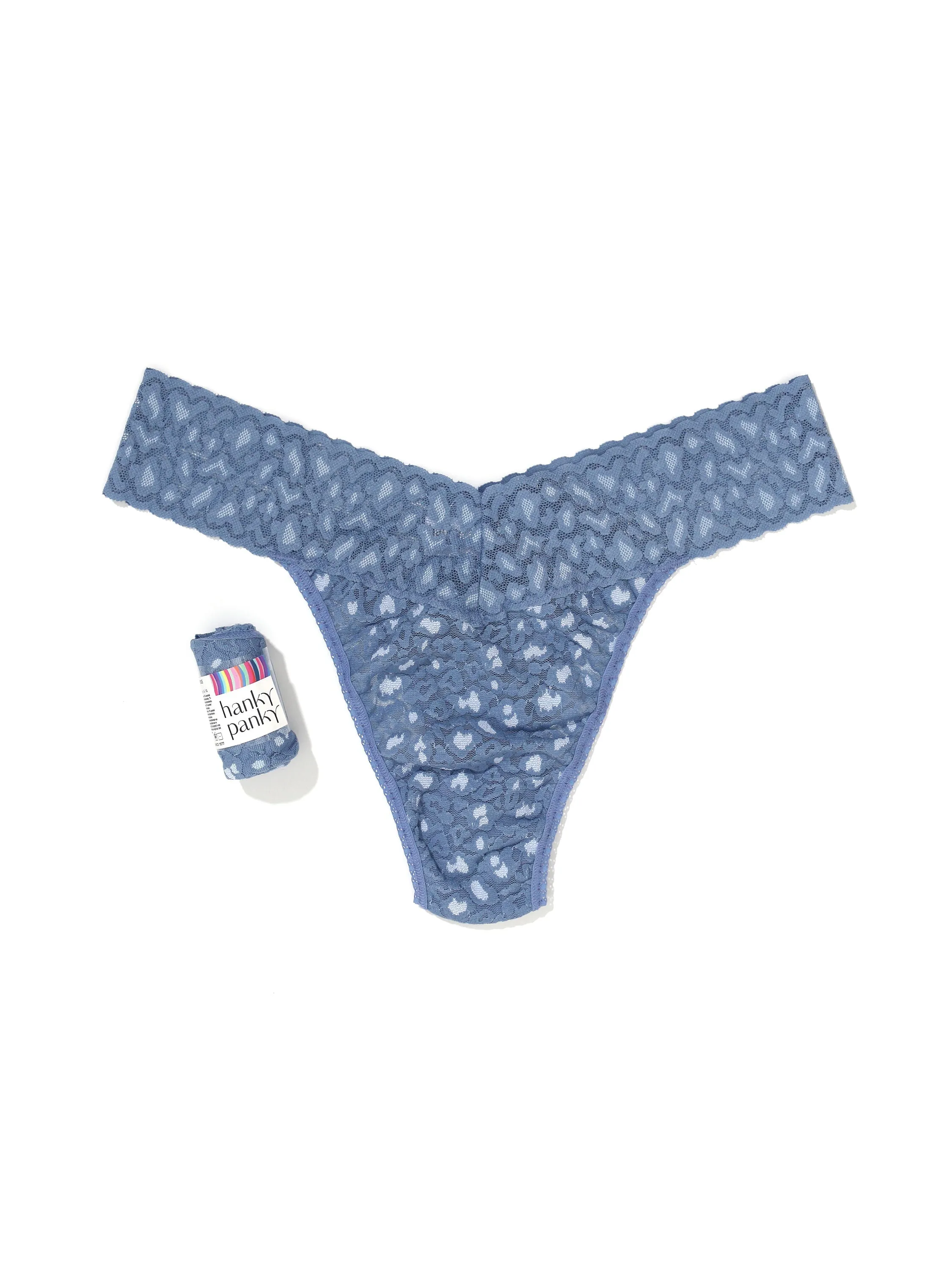 Cross-Dyed Leopard Original Rise Thong Stonewash Blue sold by Hanky Panky product image thumbnail 4