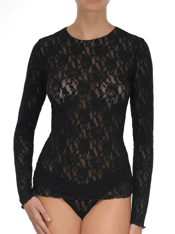 Signature Lace® Long Sleeve Top Black made by Hanky Panky
