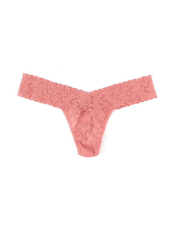 Signature Lace Low Rise Thong Ballet Pink sold by Hanky Panky