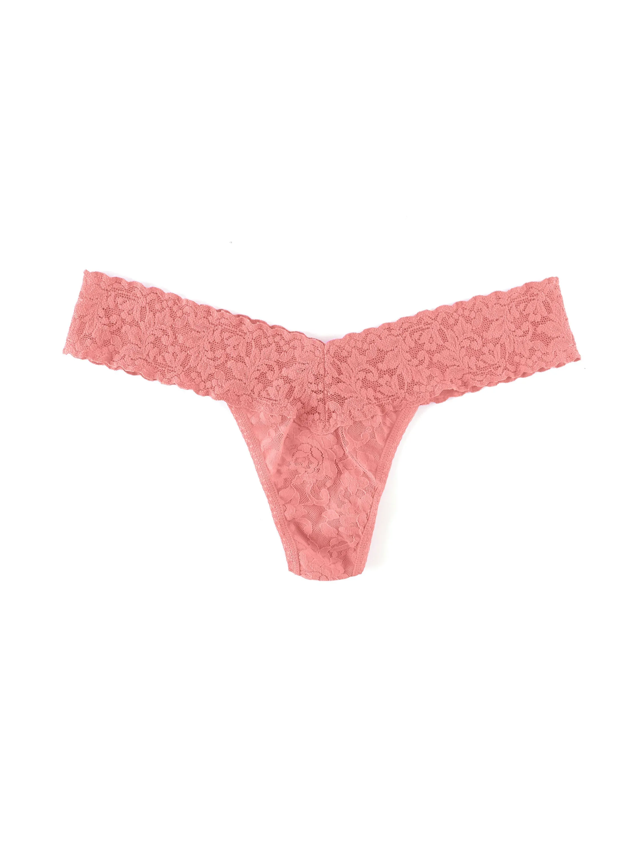 Signature Lace Low Rise Thong Ballet Pink sold by Hanky Panky